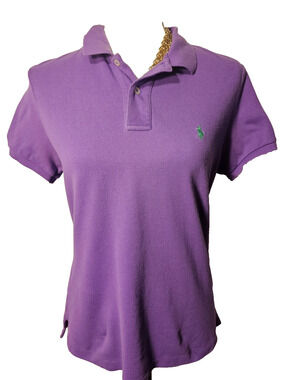 Ralph Lauren The Skinny Polo Womens Purple Large Slim Fit Cotton Short Sleeve